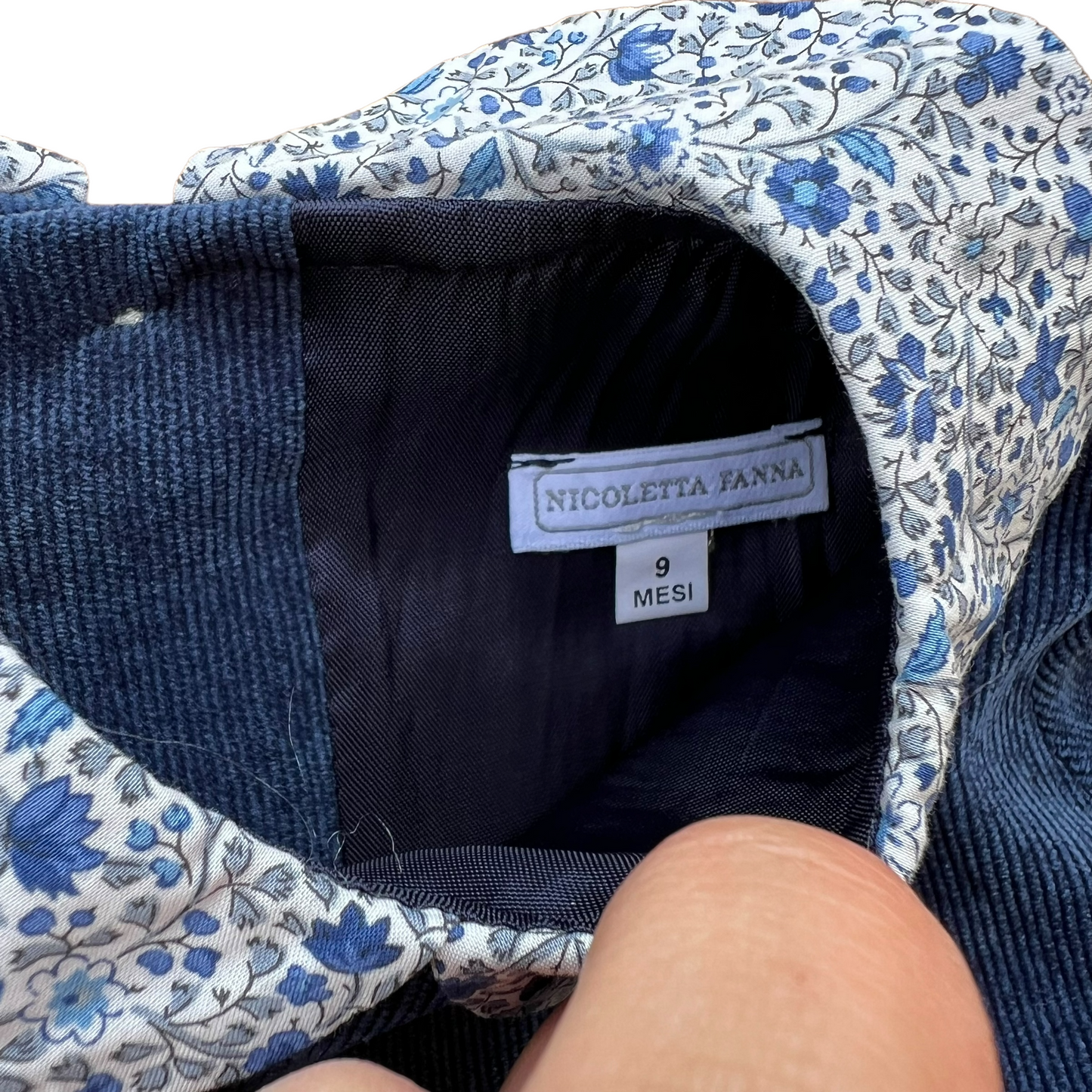 Abito micro velluto con dettagli liberty Nicoletta Fanna - 9 mesi