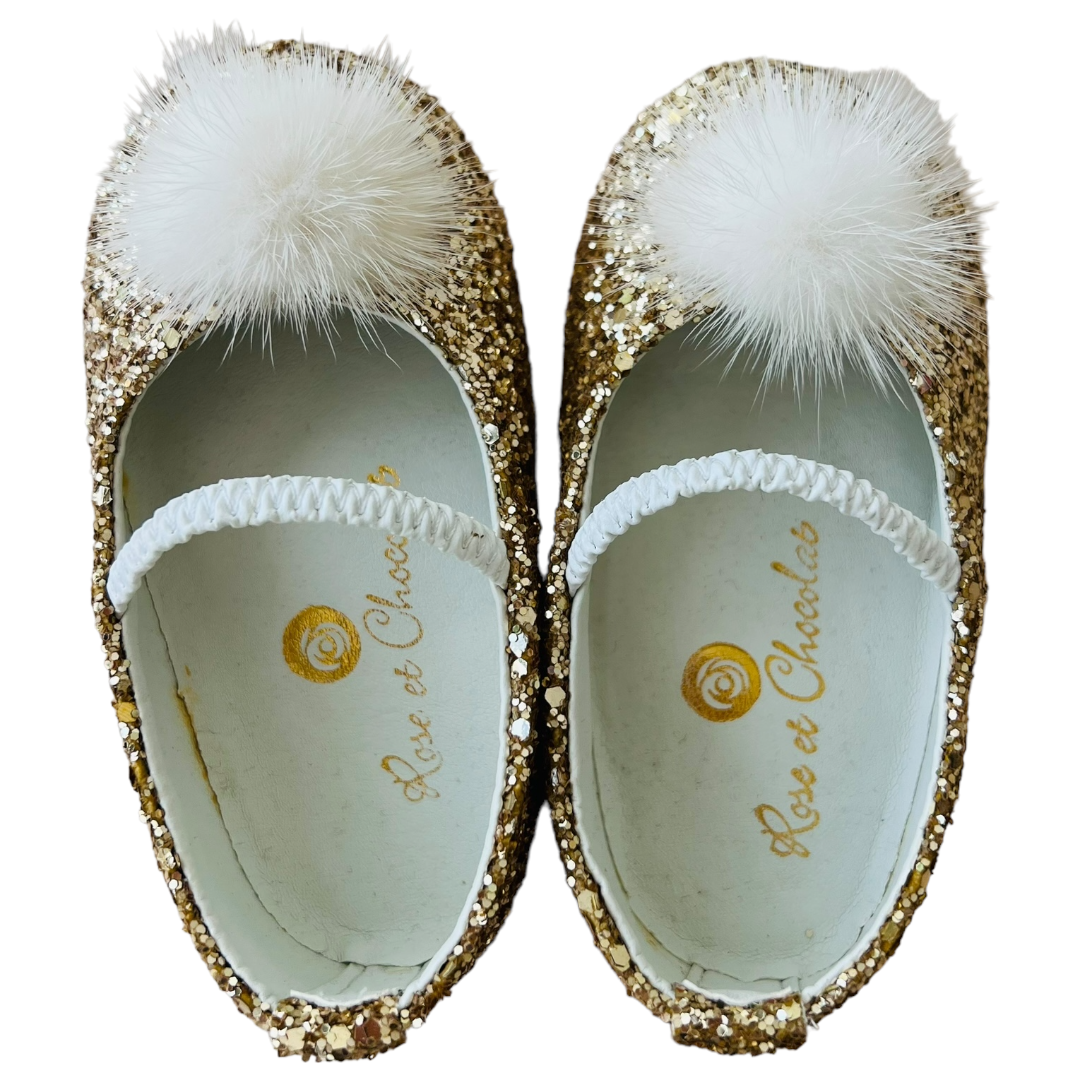 Ballerine culla glitter con pompom Rose et Chocolat NUOVO - numero 20