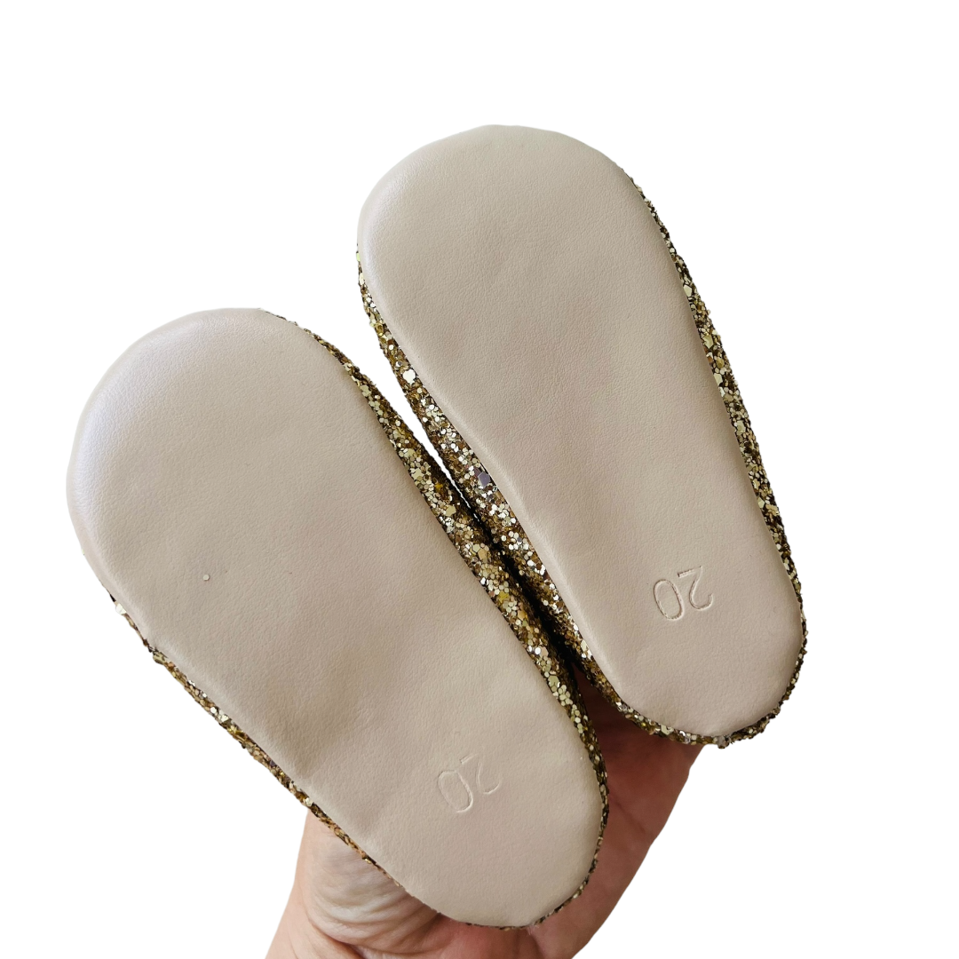 Ballerine culla glitter con pompom Rose et Chocolat NUOVO - numero 20