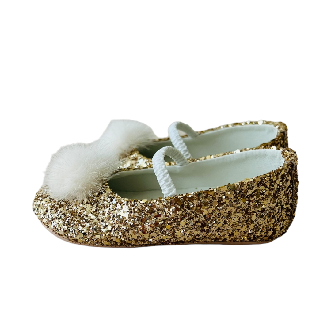 Ballerine culla glitter con pompom Rose et Chocolat NUOVO - numero 20