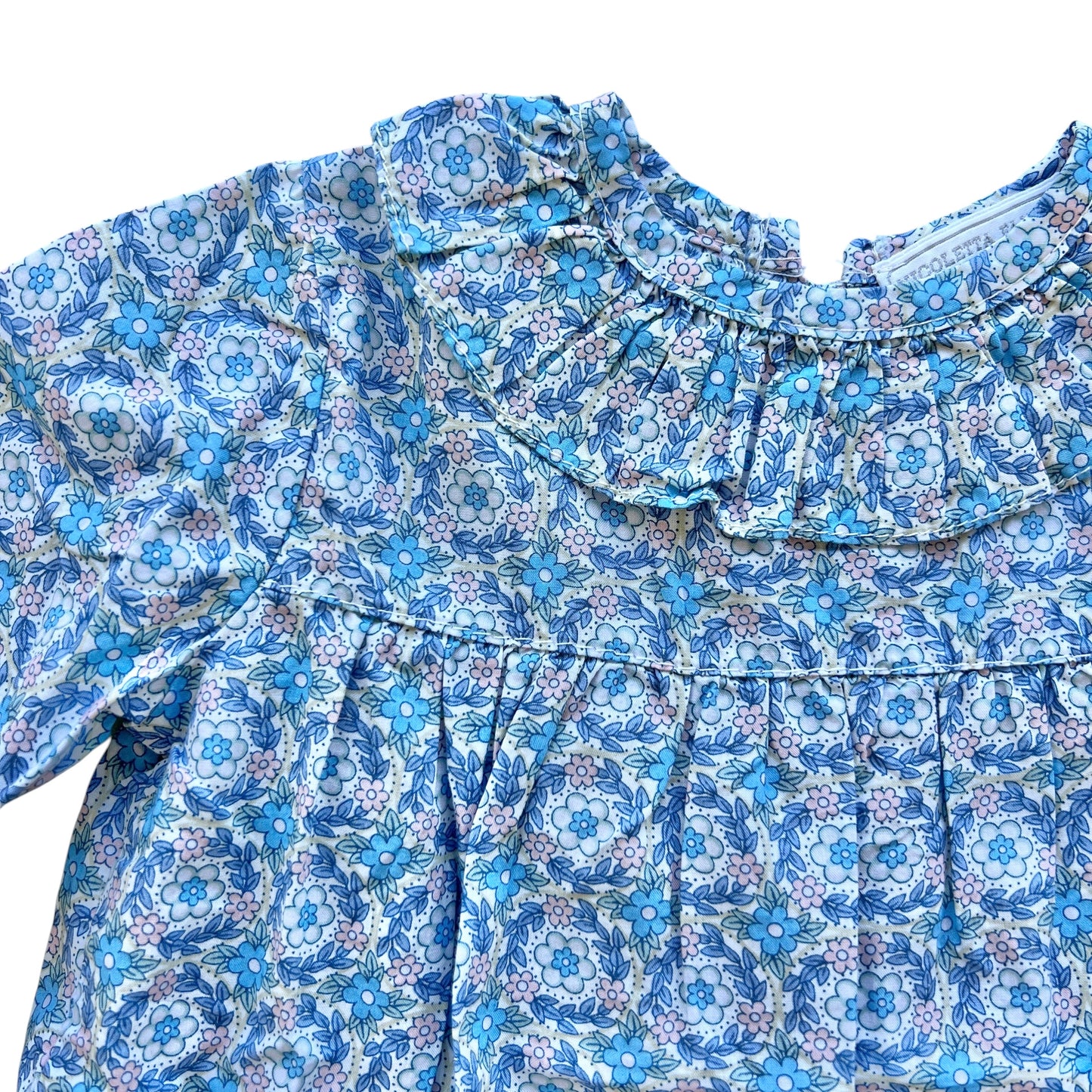 Blusa liberty azzurra Nicoletta Fanna - 3 mesi