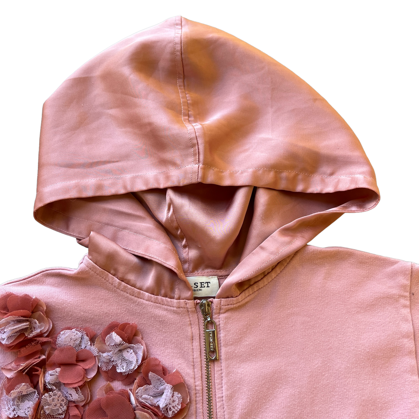 Felpa full zip con fiori e cappuccio in raso Twin Set - 8 anni