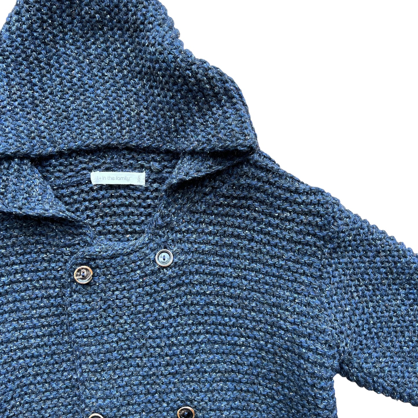 Cardigan doppiopetto con cappuccio lana/seta 1 + in the Family - 36 mesi