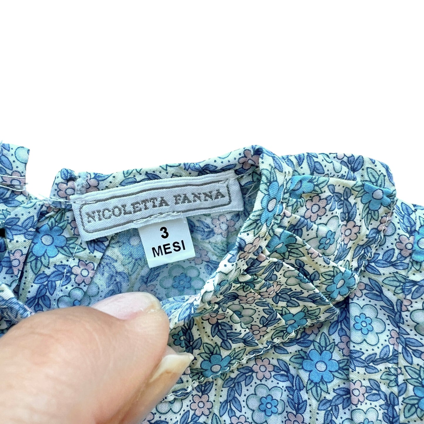Blusa liberty azzurra Nicoletta Fanna - 3 mesi