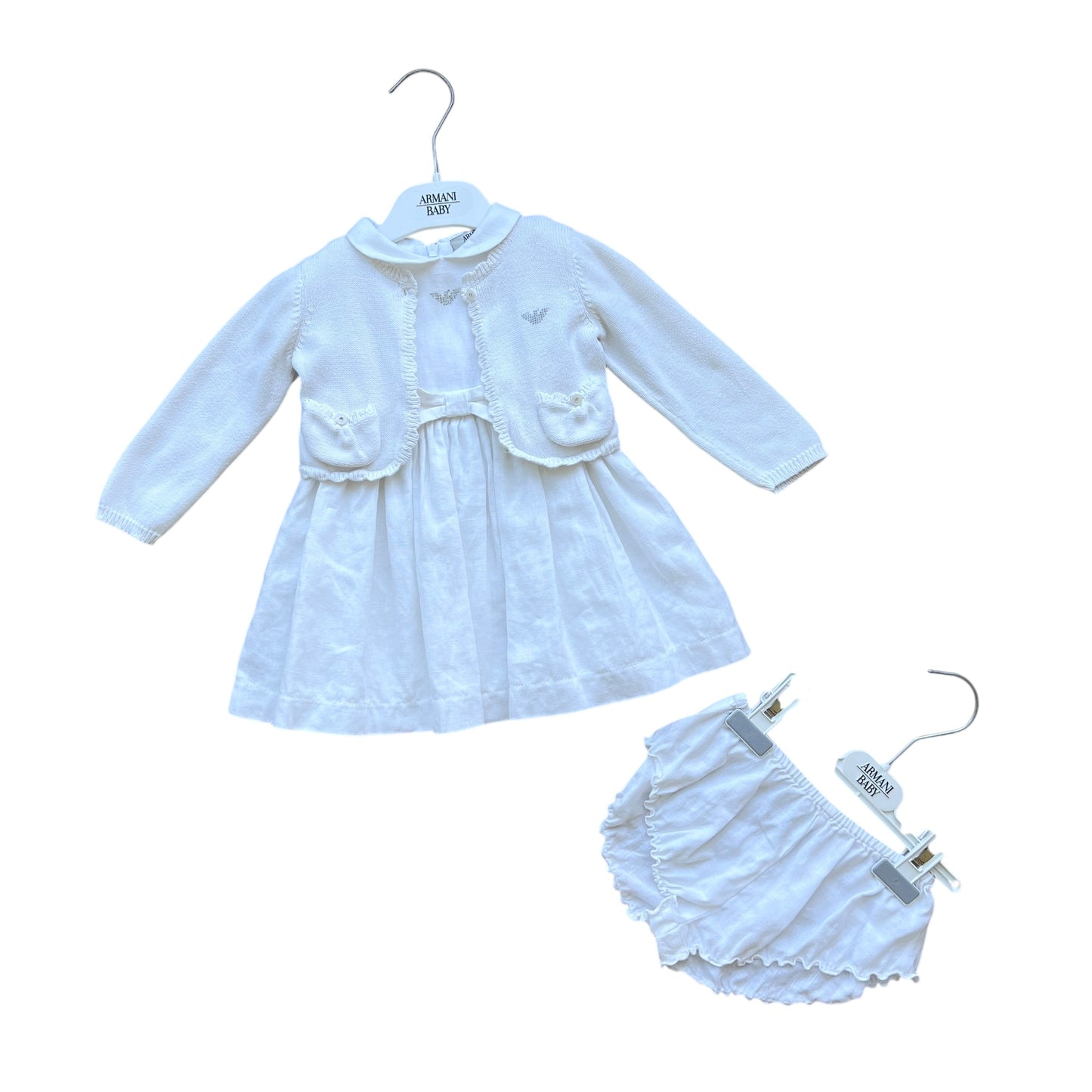Completo abito lino e coprispalle cotone Armani - 9 mesi