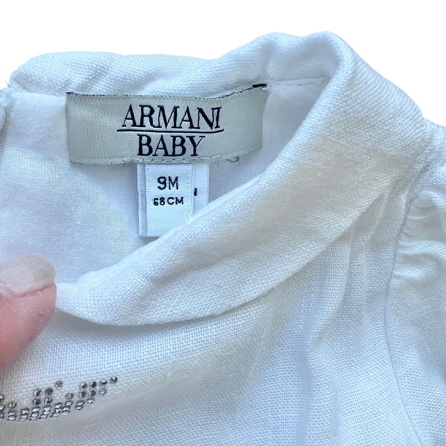 Completo abito lino e coprispalle cotone Armani - 9 mesi