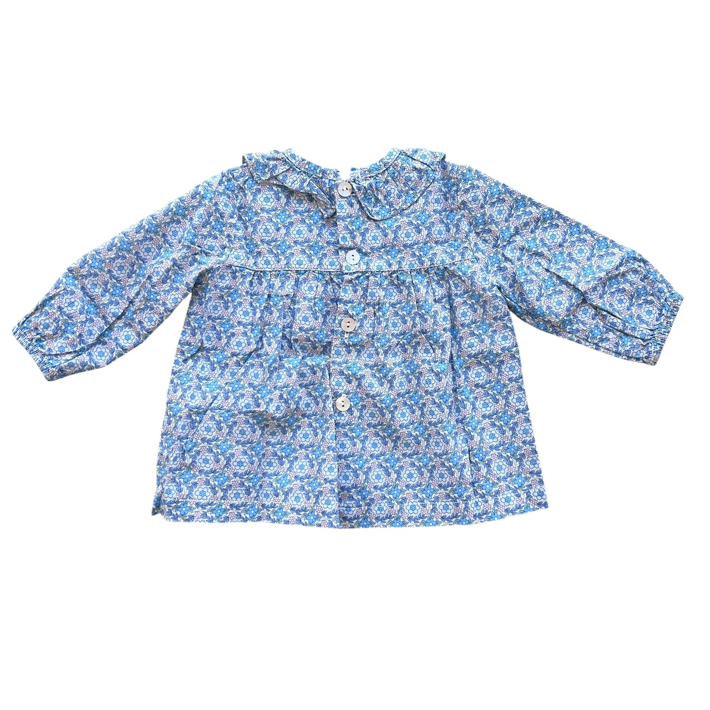 Blusa liberty azzurra Nicoletta Fanna - 3 mesi