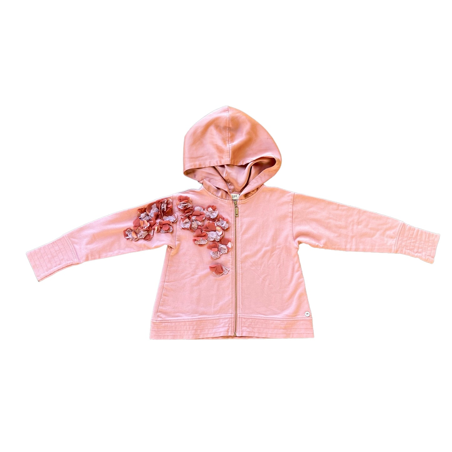 Felpa full zip con fiori e cappuccio in raso Twin Set - 8 anni