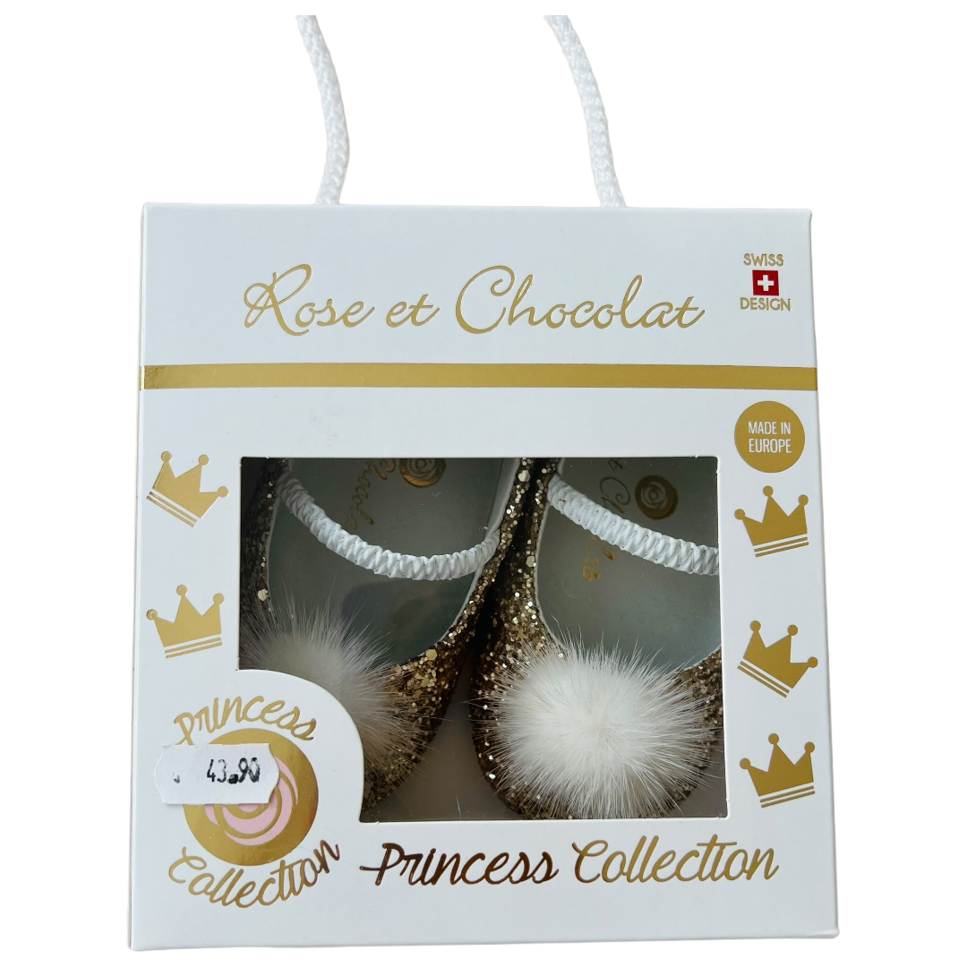Ballerine culla glitter con pompom Rose et Chocolat NUOVO - numero 20