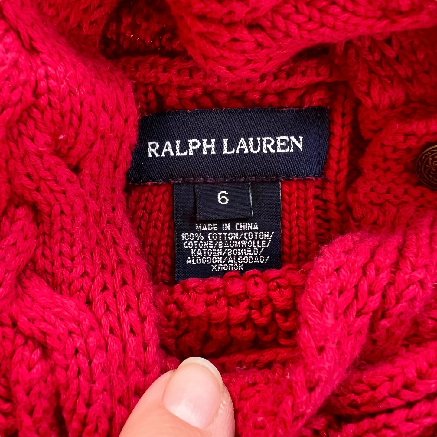Maglione cotone collo alto lavorato Ralph Lauren - 5/6 anni