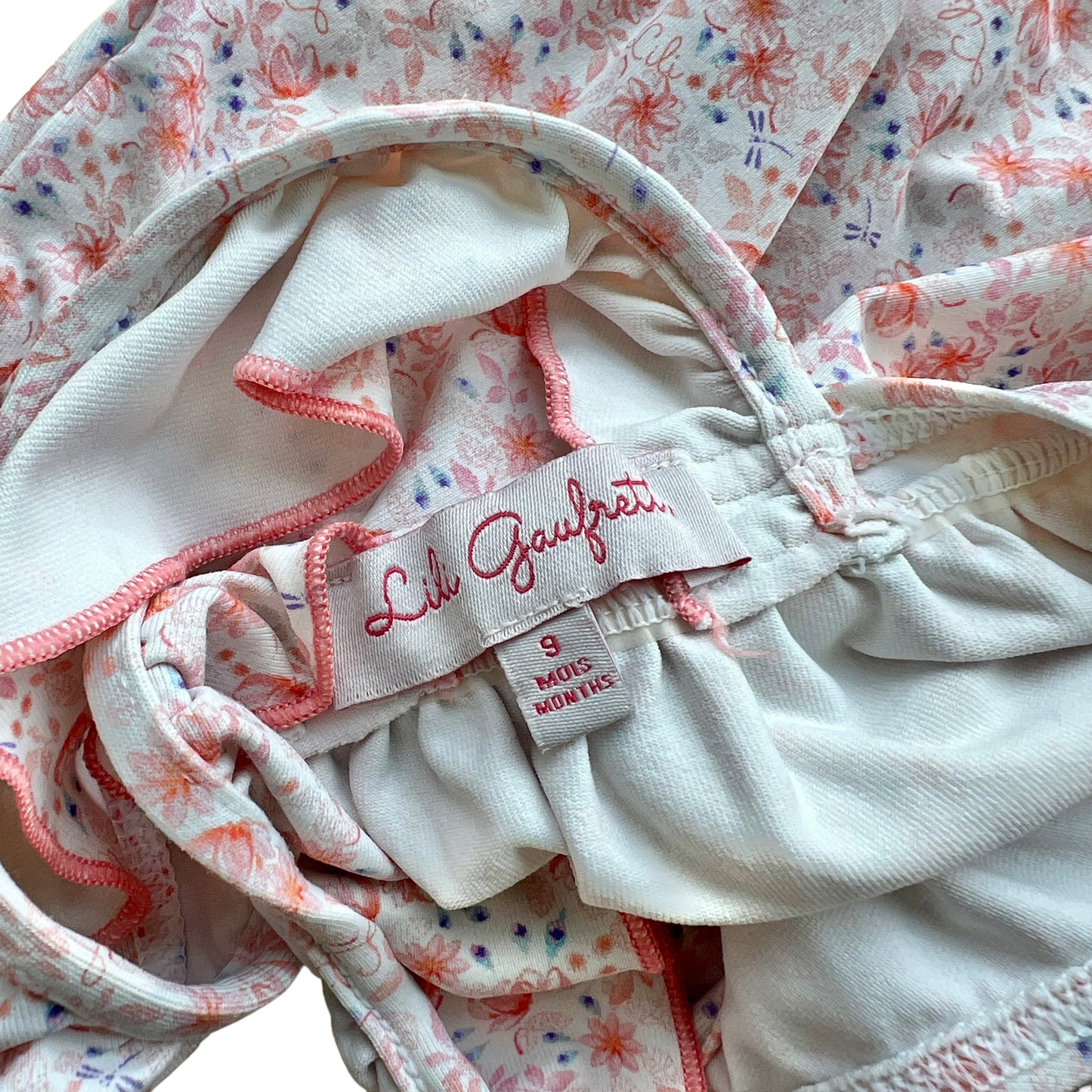 Costume intero con bretelle a farfalla e fiocco sul petto Lili Gaufrette - 9 mesi