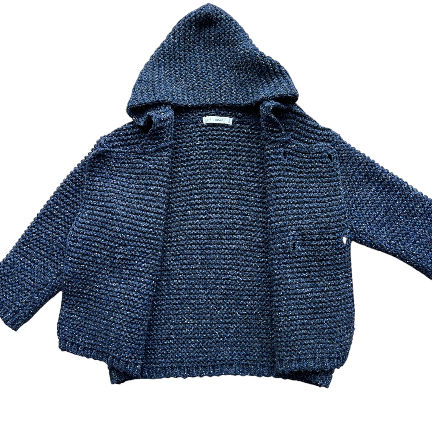 Cardigan doppiopetto con cappuccio lana/seta 1 + in the Family - 36 mesi