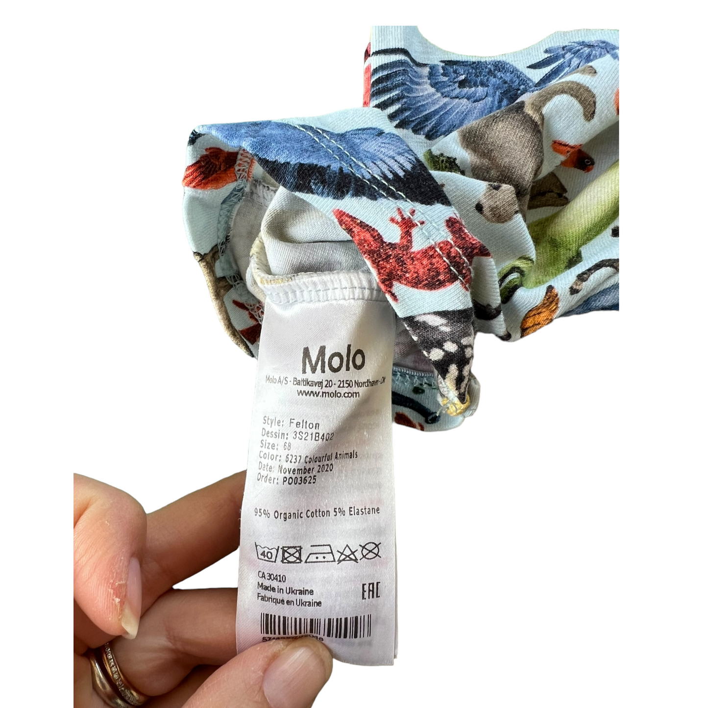 Tutina Molo stampa animali - 6 mesi