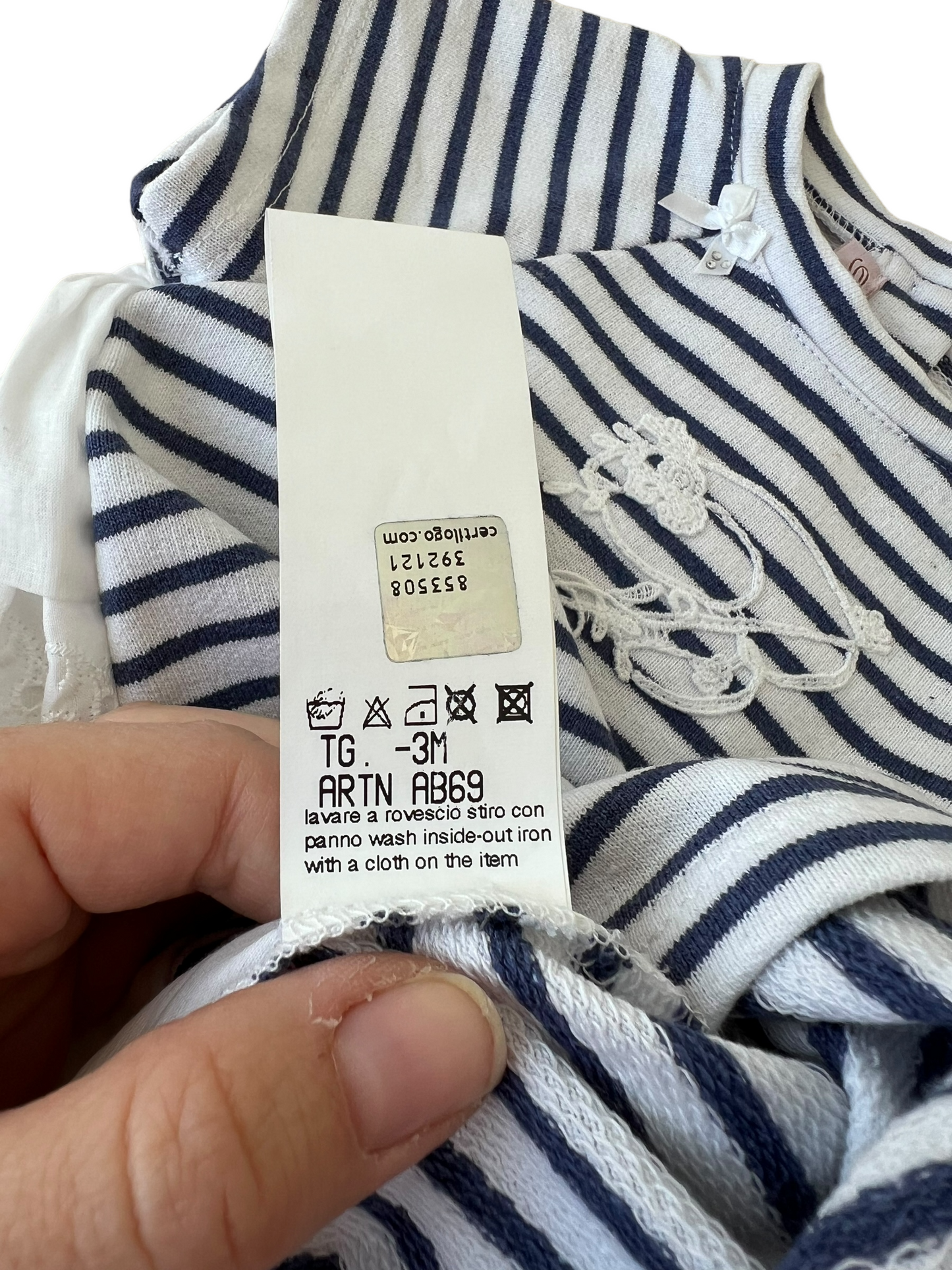 Abito Blumarine felpa garzata e pizzo Sangallo - 3 mesi