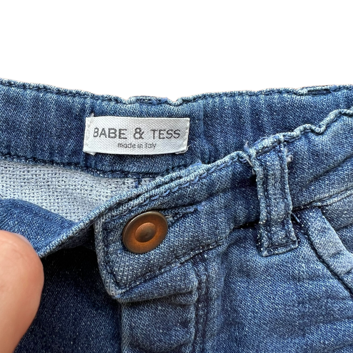 Pantaloncini elasticizzati effetto denim Babe & Tess - 3 mesi