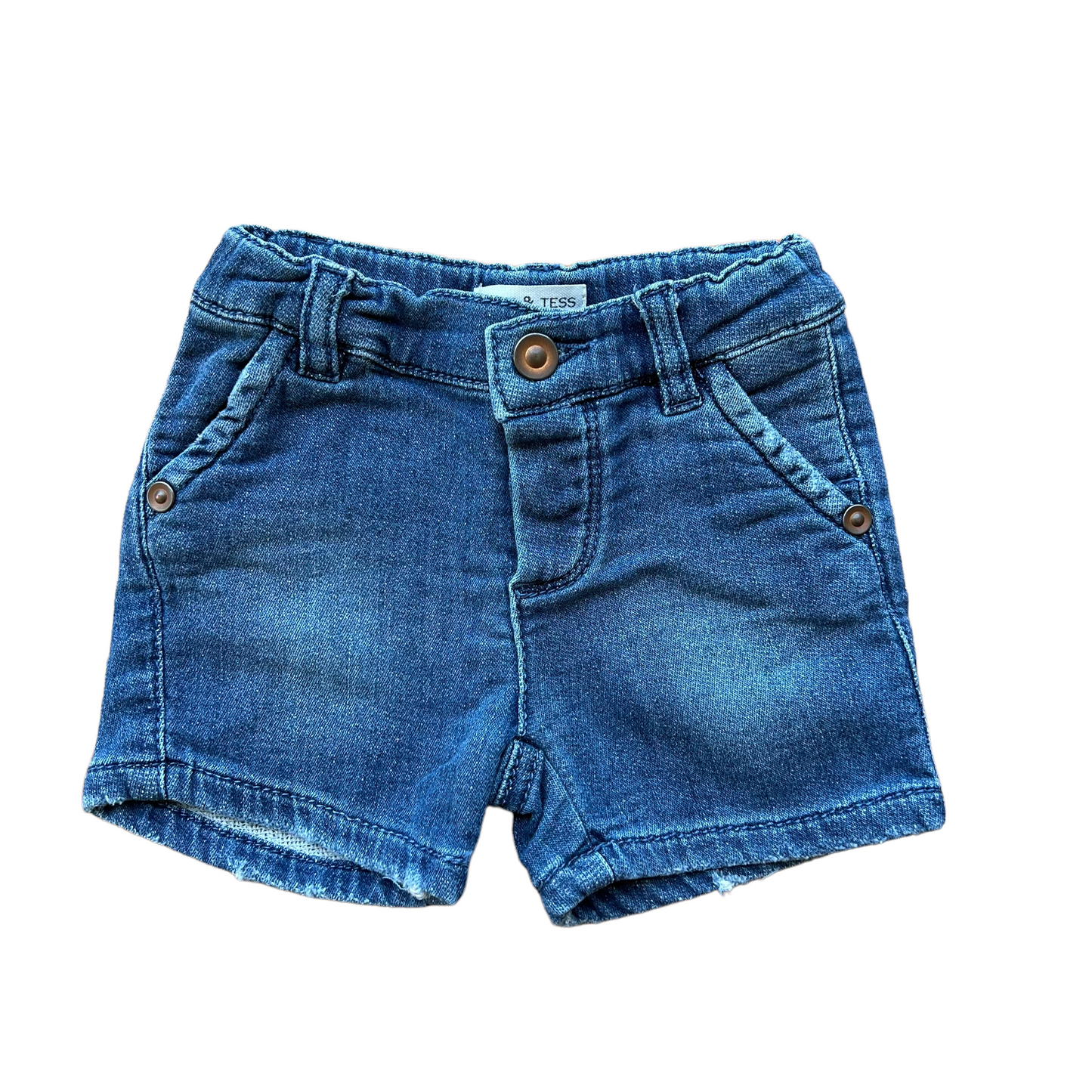 Pantaloncini elasticizzati effetto denim Babe & Tess - 3 mesi