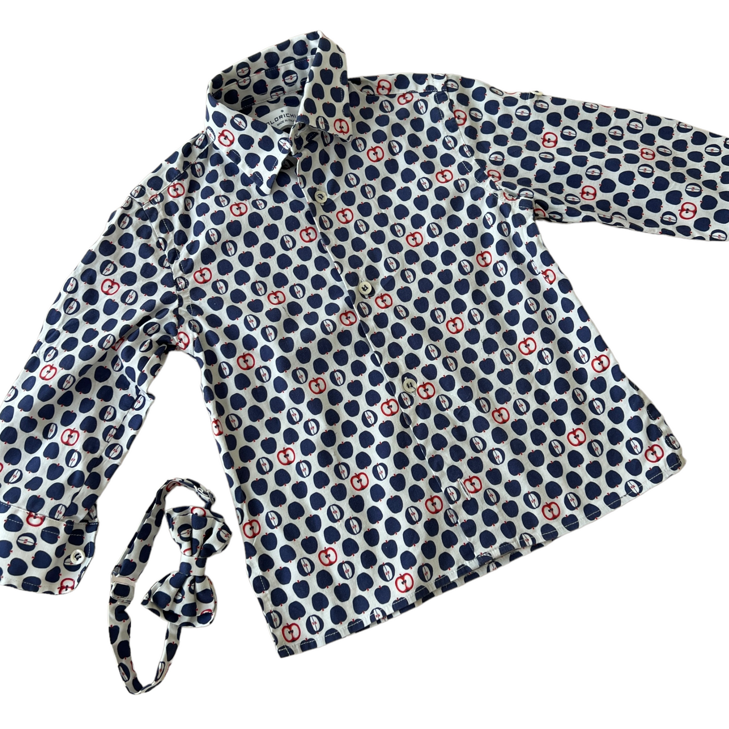 Camicia e papillon stampa mele Colorichiari - 2 anni