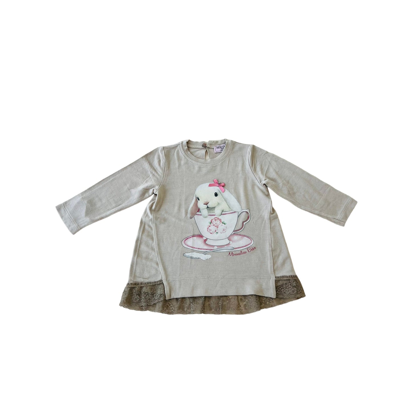 Monnalisa bunny long sleeve shirt - 6/9 months