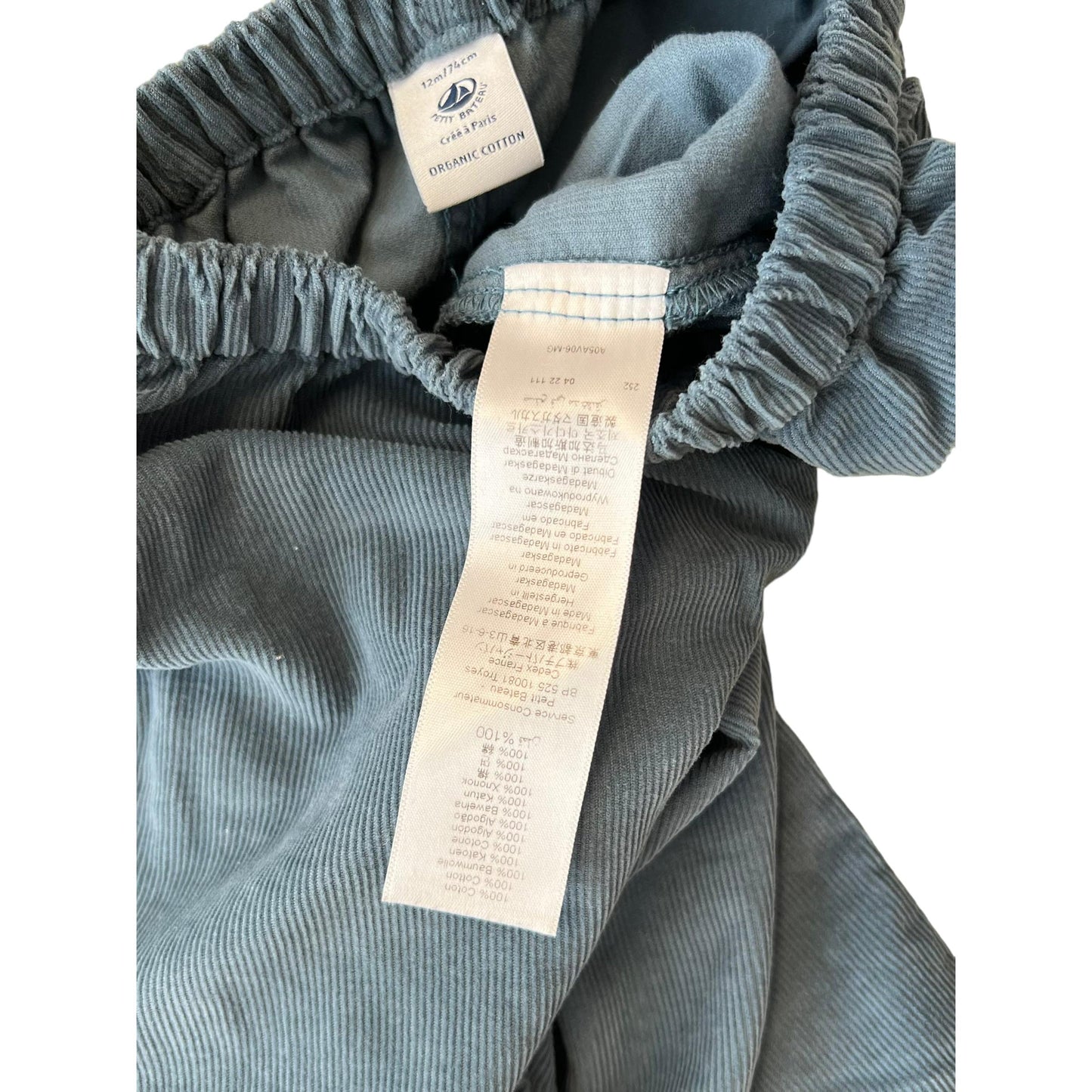 Pantaloni velluto a coste avio Petit Bateau - 12 mesi