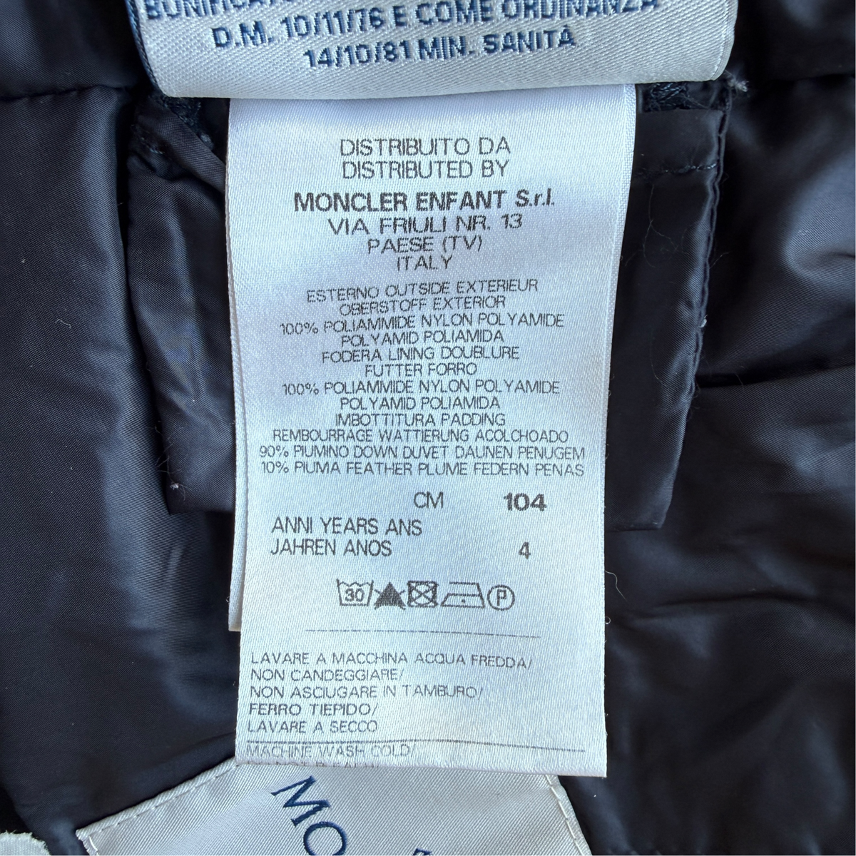 Moncler down jacket with logo on the back - 12/18 months
