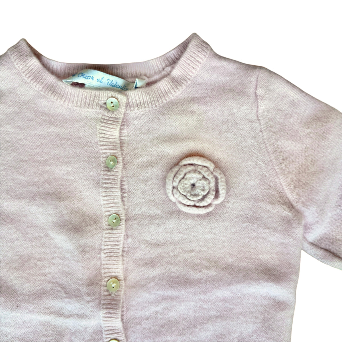 Cardigan rosa 100% cashmere Oscar et Valentine - 9/12 mesi