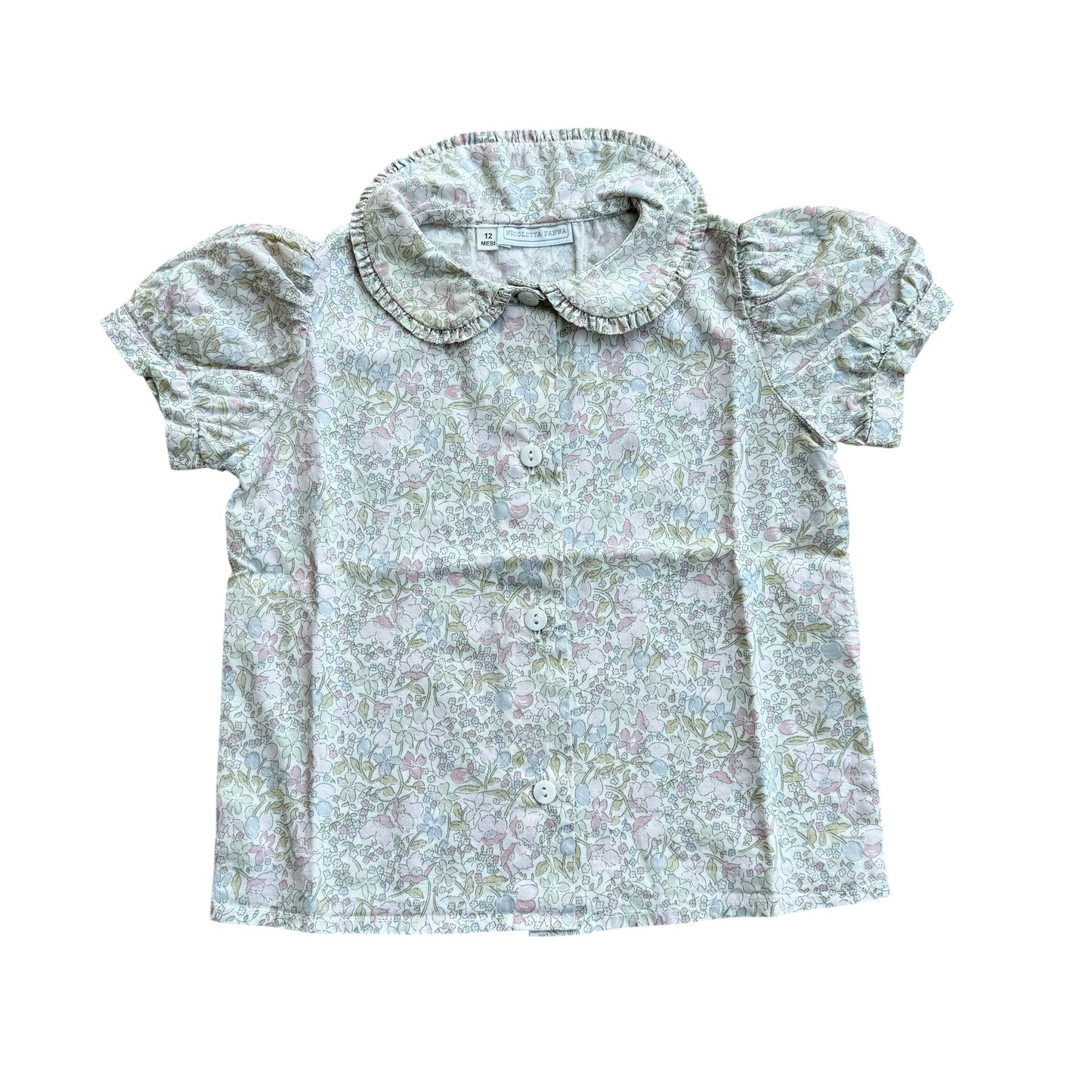 Camicia manica corta liberty Nicoletta Fanna - 12 mesi