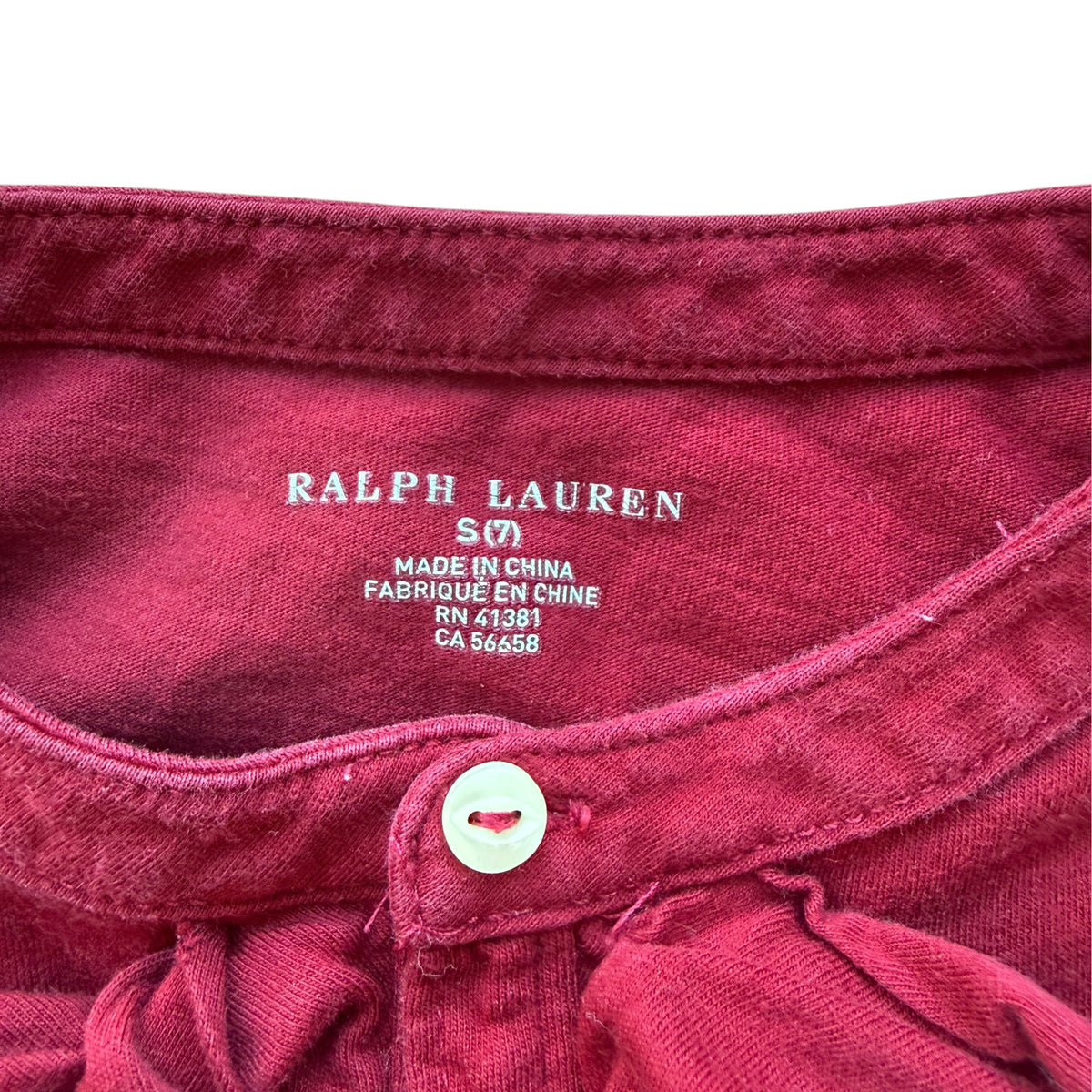 Maglia manica lunga con rouches bordeaux Ralph Lauren - 7 anni