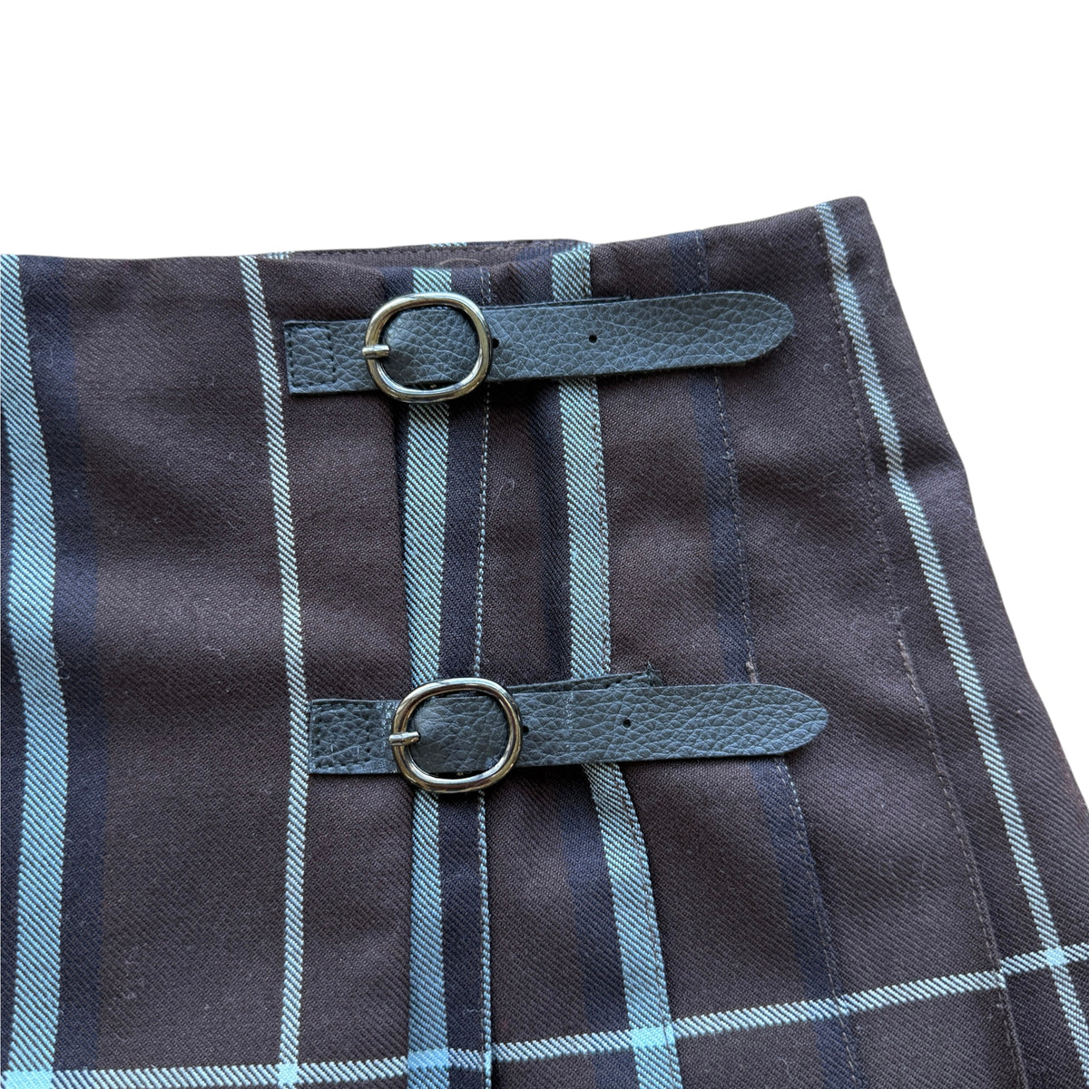 Gonna tartan marrone azzurro fresco lana Burberry - 6 anni