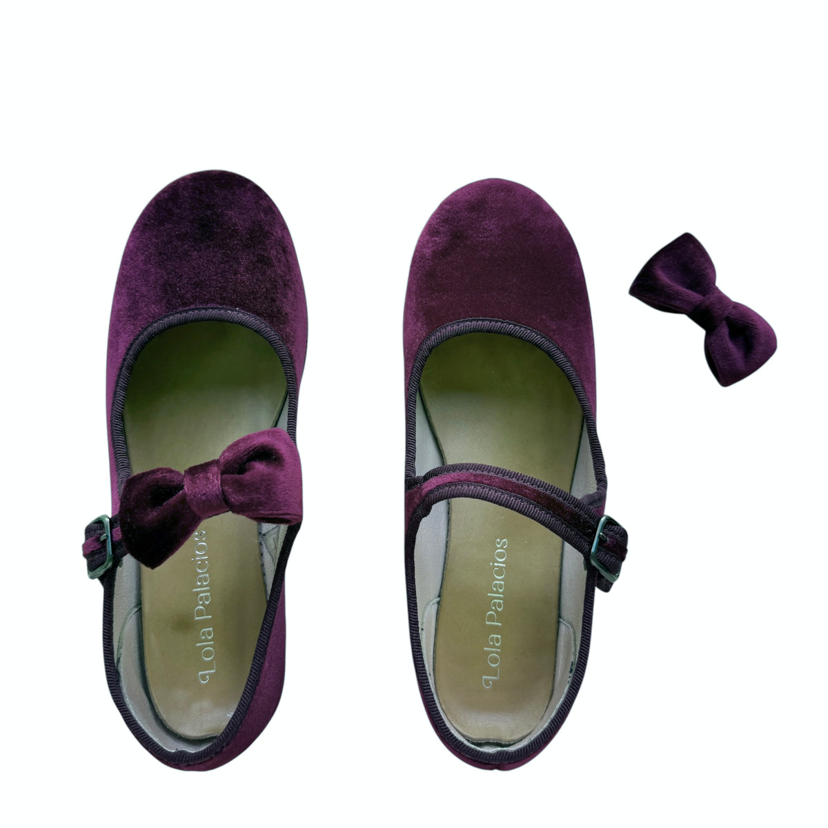 Ballerine Mary Jane velluto con fiocco staccabile bordeaux Lola Palacios - numero 33