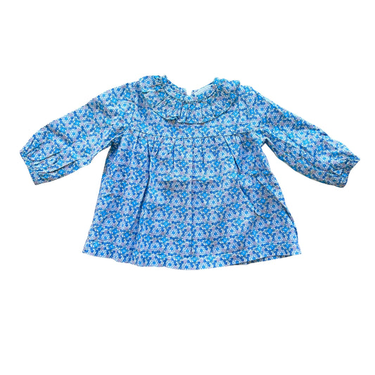 Blusa liberty azzurra Nicoletta Fanna - 3 mesi