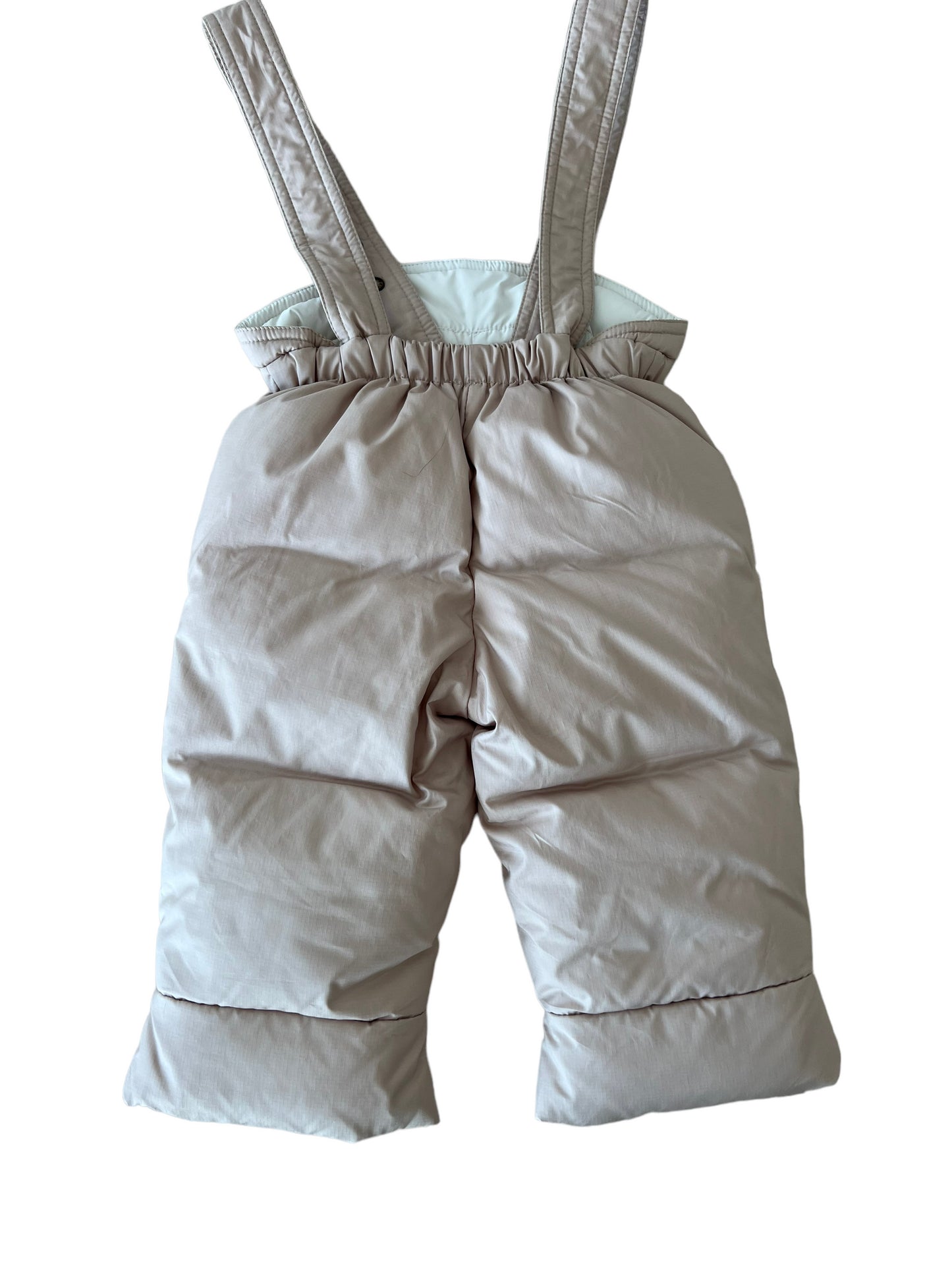 Completo giacca pantalone piumino Moncler beige con pelo - 6/9 mesi