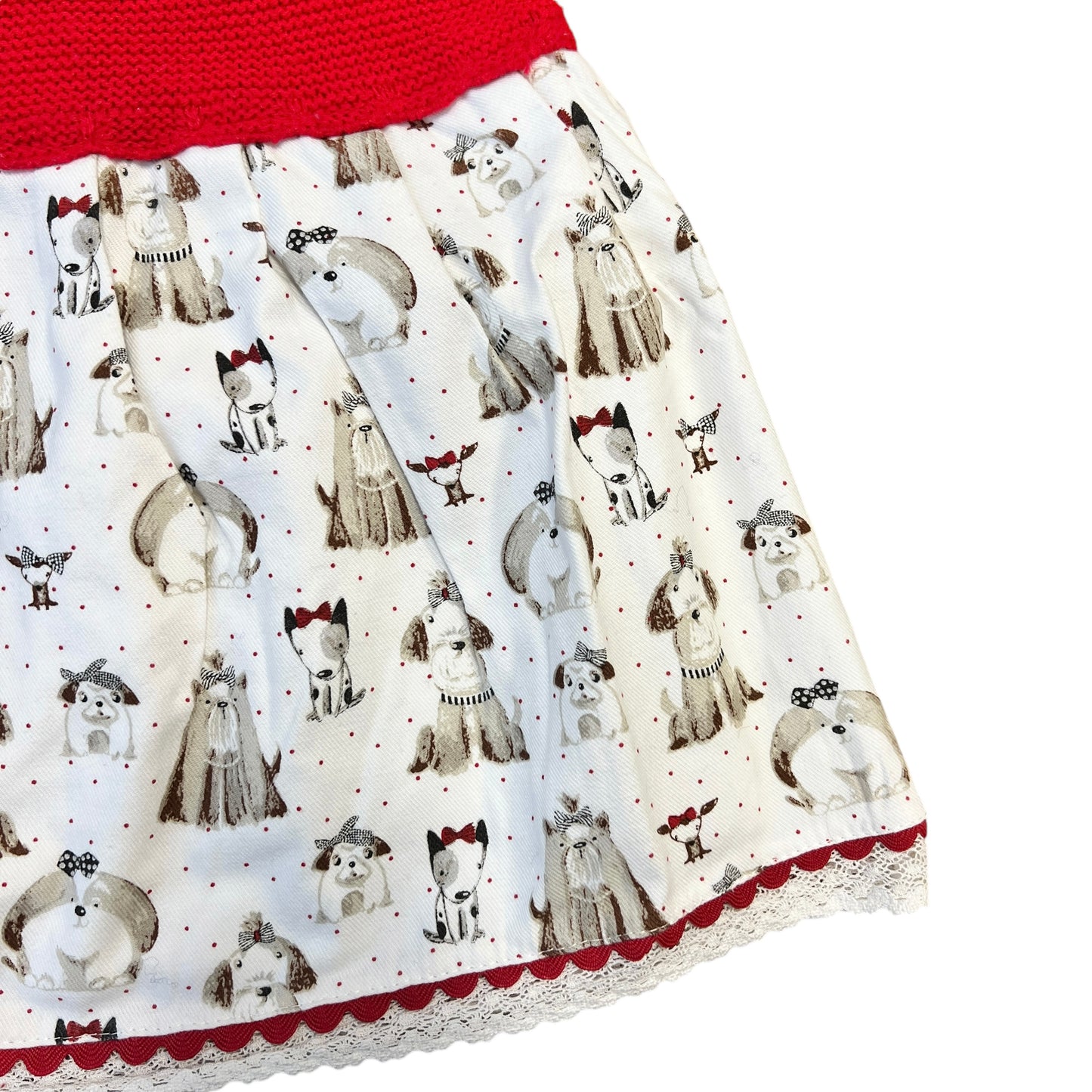 Abito manica lunga con colletto disegno cagnolini - 12 mesi