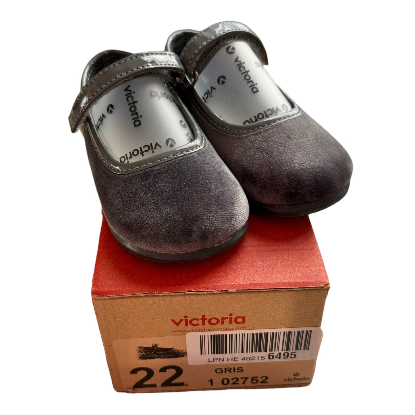 Ballerine Mary Jane velluto grigio e vernice Victoria NUOVE - numero 22