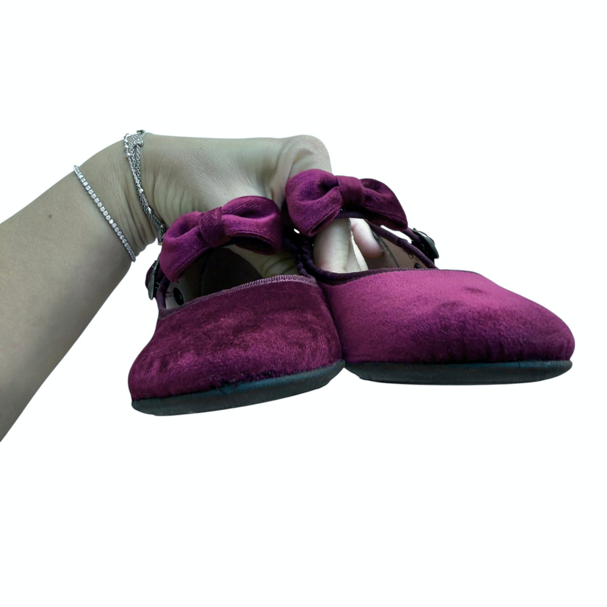 Ballerine Mary Jane velluto con fiocco staccabile bordeaux Lola Palacios - numero 33