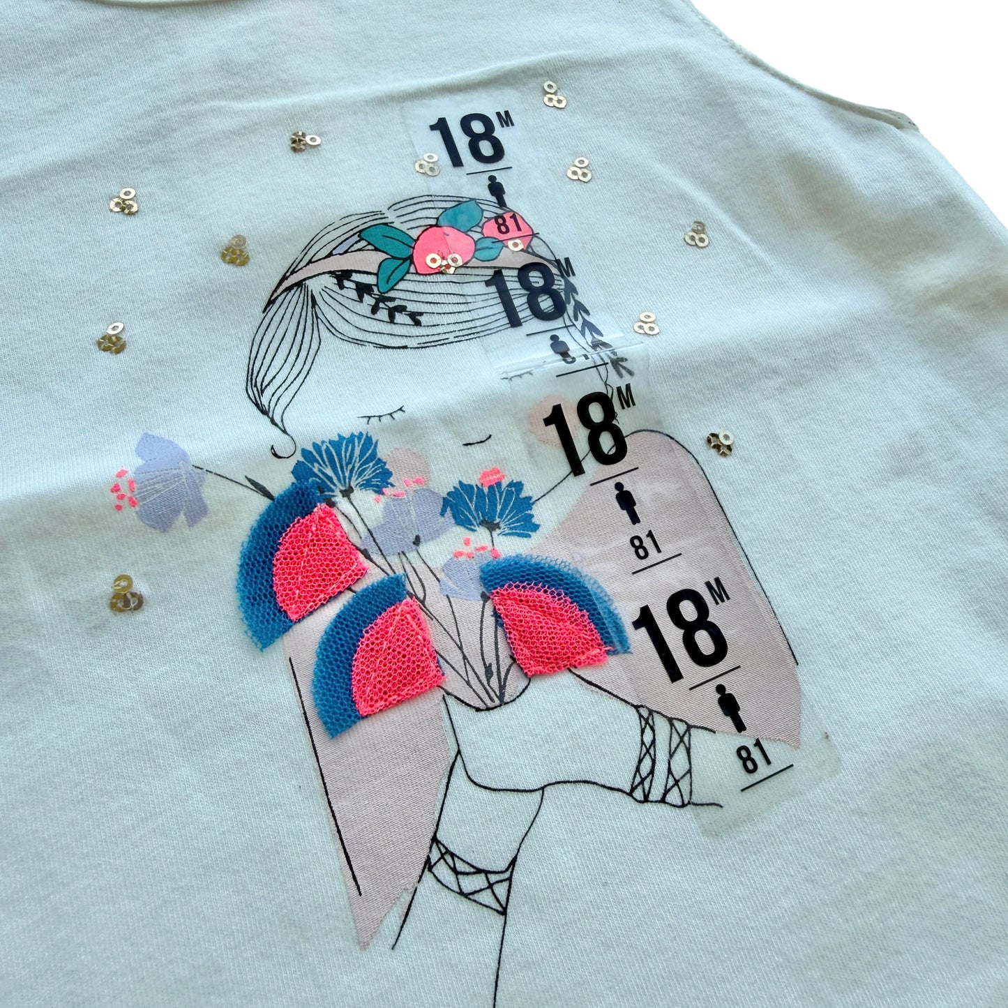 T-shirt Tulle e Paillettes Billieblush NUOVA - 18 Mesi