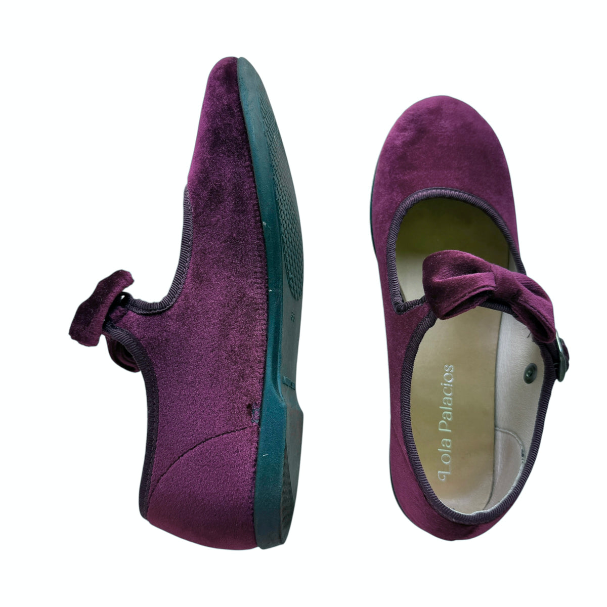 Ballerine Mary Jane velluto con fiocco staccabile bordeaux Lola Palacios - numero 33
