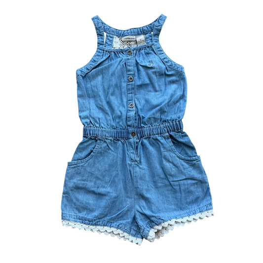 Tuta jumpsuit jeans leggero con inserti in pizzo Calvin Klein Jeans - 5 anni