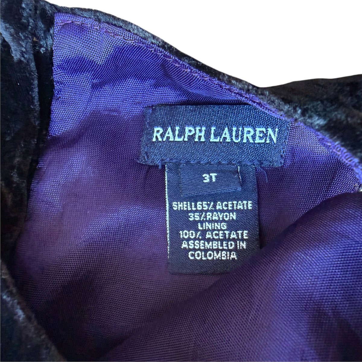 Abito scamiciato in velluto nero Ralph Lauren - 3 anni