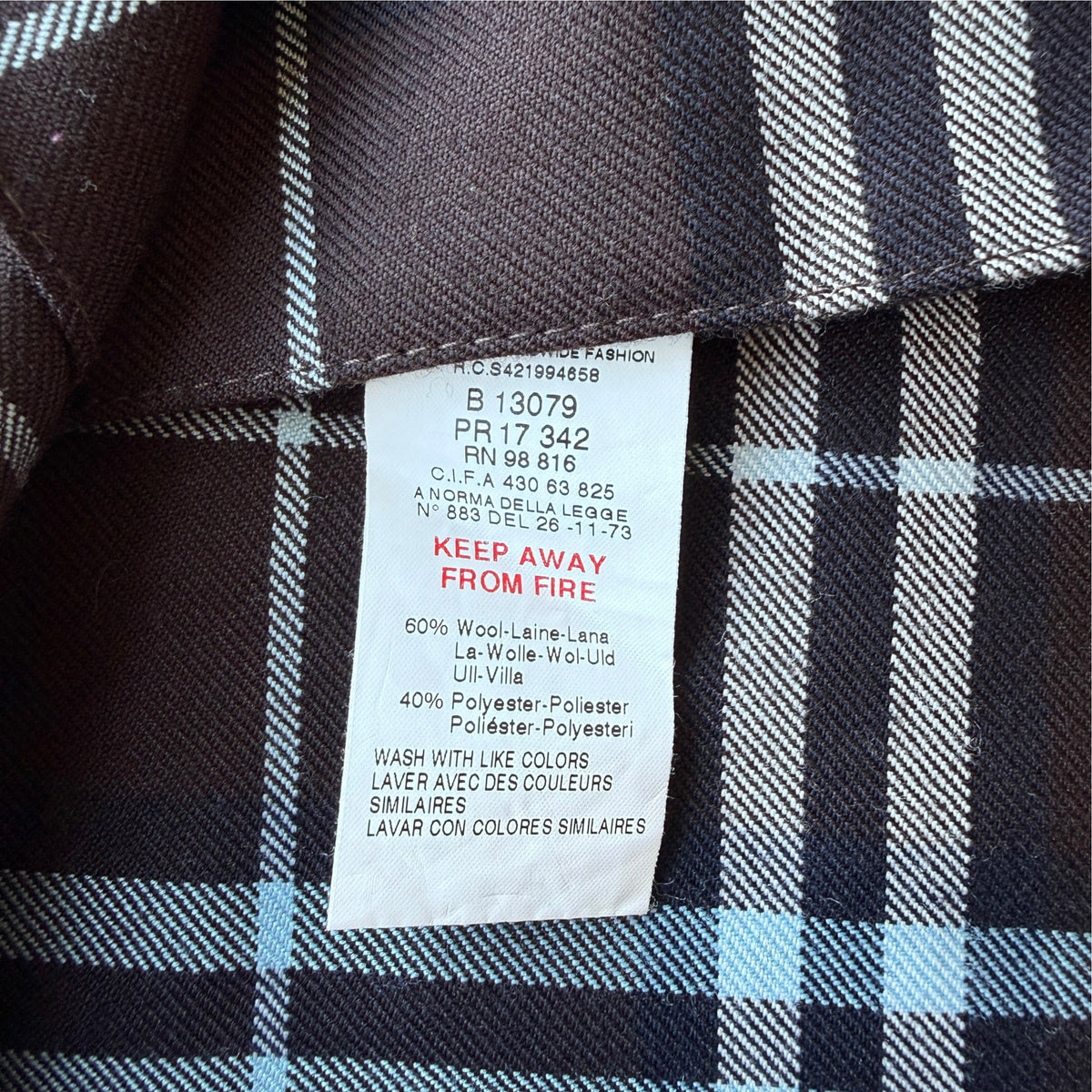 Gonna tartan marrone azzurro fresco lana Burberry - 6 anni