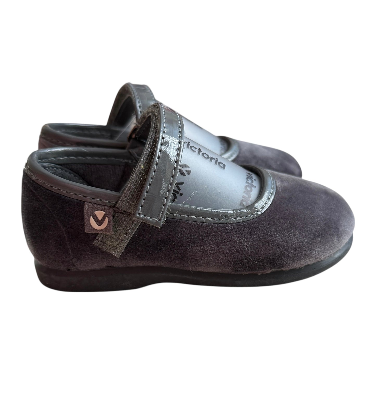 Ballerine Mary Jane velluto grigio e vernice Victoria NUOVE - numero 22