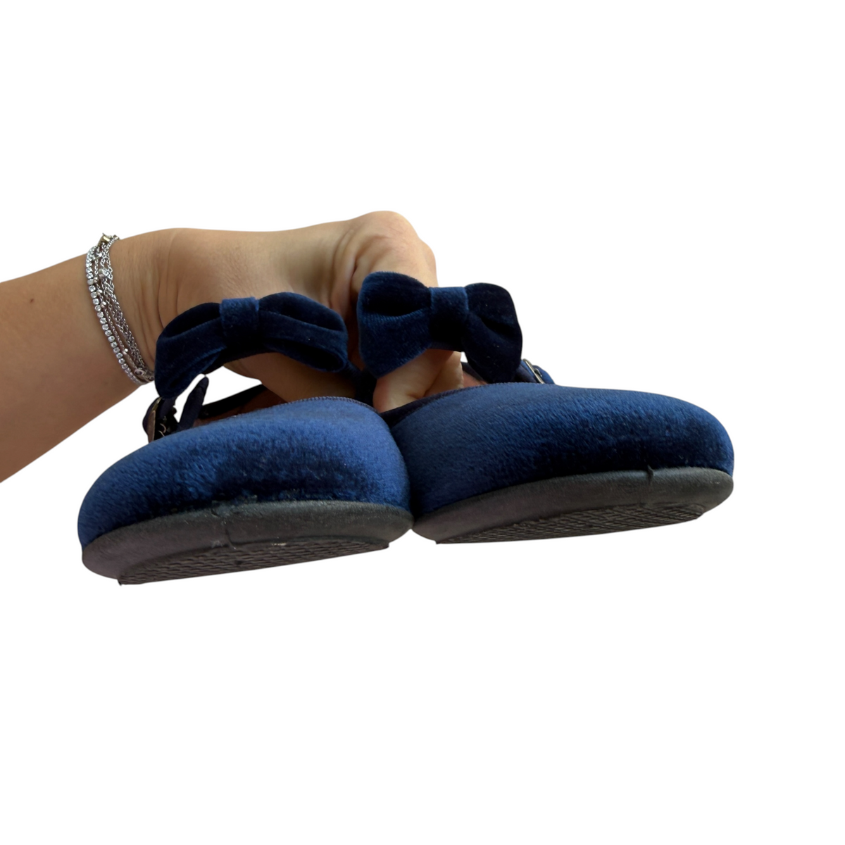 Ballerine Mary Jane velluto con fiocco staccabile blu notte Lola Palacios NUOVE - numero 33