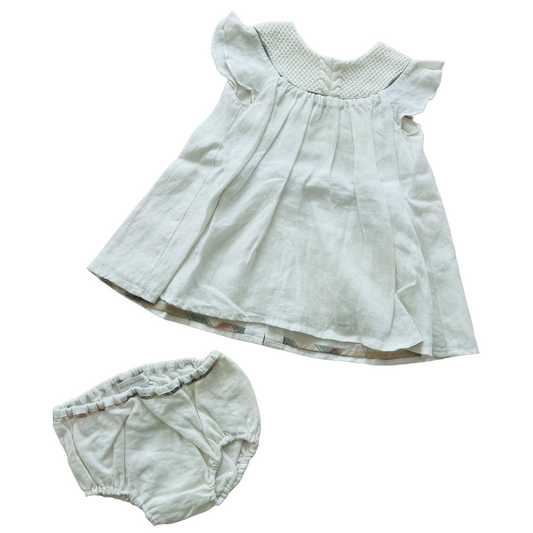 Abito cotone e lino con coulotte Burberry - 6 mesi