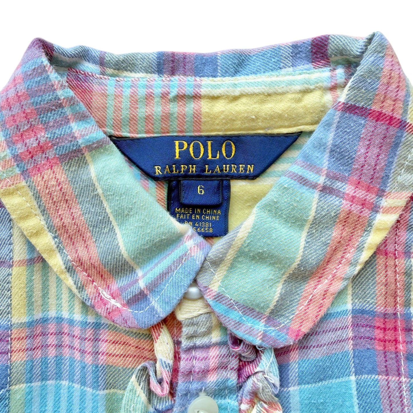 Camicia scozzese giallo rosa bambina Ralph Lauren - 6 anni