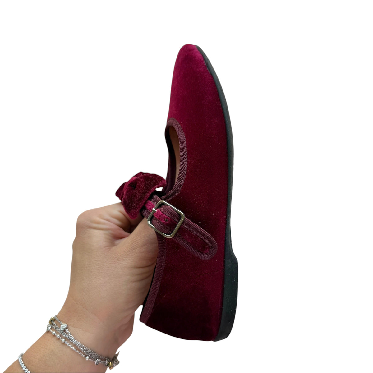 Ballerine Mary Jane velluto con fiocco staccabile bordeaux Lola Palacios - numero 33
