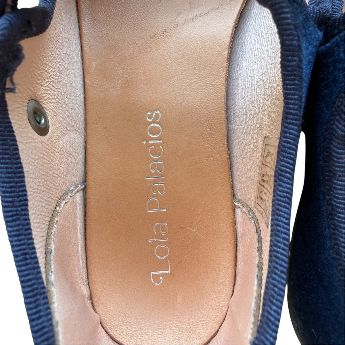 Ballerine Mary Jane velluto con fiocco staccabile blu notte Lola Palacios NUOVE - numero 33