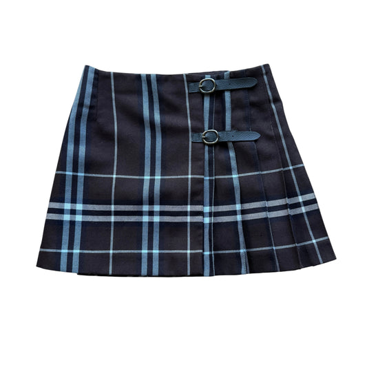 Gonna tartan marrone azzurro fresco lana Burberry - 6 anni