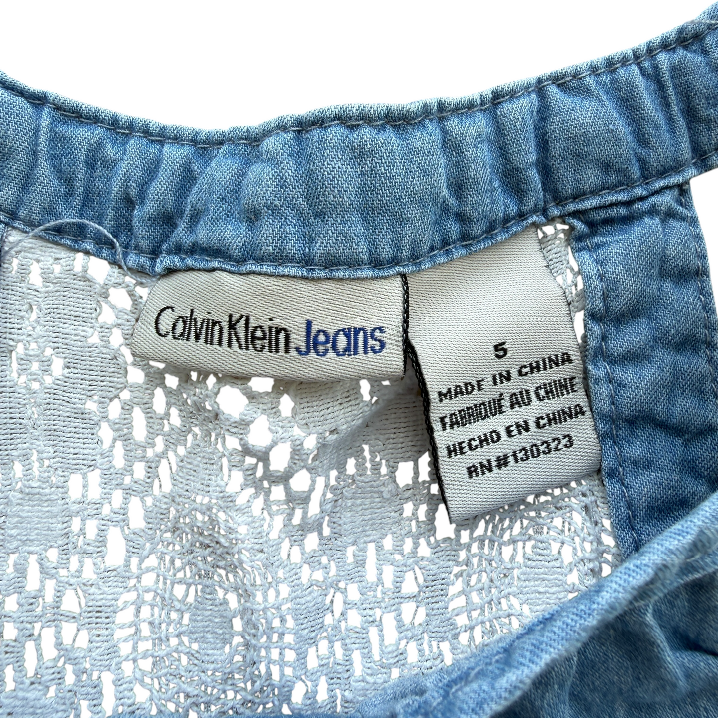 Tuta jumpsuit jeans leggero con inserti in pizzo Calvin Klein Jeans - 5 anni