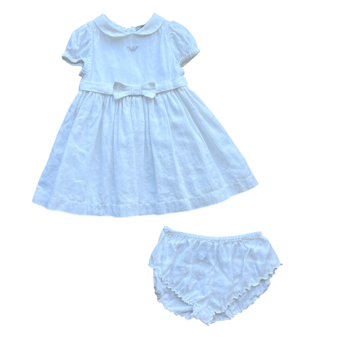 Completo abito lino e coprispalle cotone Armani - 9 mesi