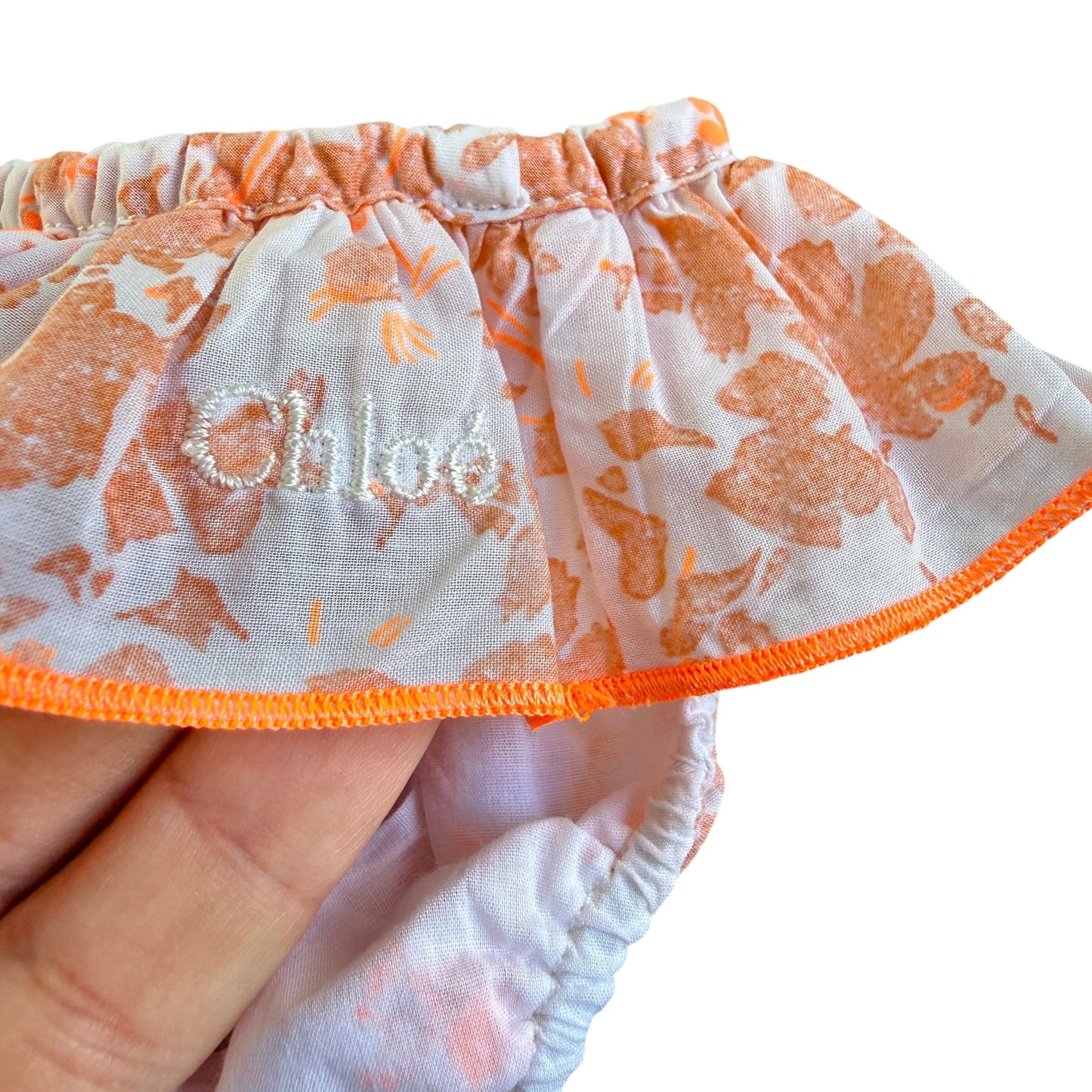 Slip da mare in cotone con balza Chloè - 6 mesi