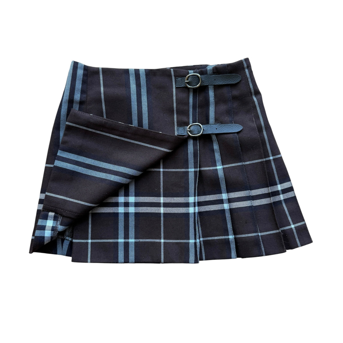 Gonna tartan marrone azzurro fresco lana Burberry - 6 anni